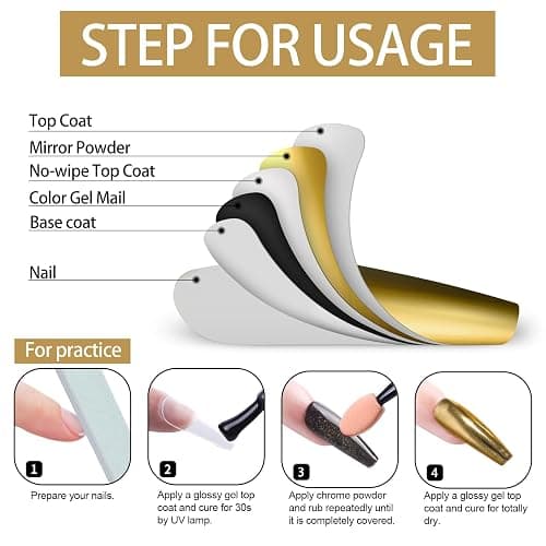 Artdone Chrome Nail Powder, Light Gold Iridescent Aurora Powder Metallic Mirror Effect Pigment Pearlescent Mermaid Pigment Pearl Glitter Dust Kit, Nail Art Decoration, Resin Craft thumbnail 4