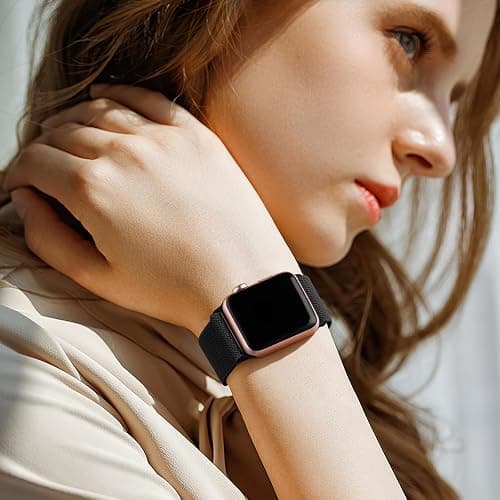 Lerobo Braided Band Compatible with Apple Watch Series 11 10 9 8 7 46mm 45mm 41mm Ultra SE 3 2 1 49mm Series 6 5 4 3 44mm 40mm 38mm 42mm Men iWatch Bands Women Stretchy Nylon Solo Loop Sport Strap thumbnail 8