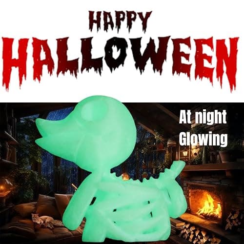 TEYOUYI Halloween Skeleton Duck Decor - Spooky Fluorescent Bones for Halloween Duck Skeleton, Indoor Outdoor Prop thumbnail 3