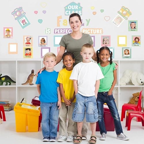 EIHFHIE 52 Pcs Pastel Pop Classroom Decor, Our Class is a Family Picture Frame Bulletin Board Sets for Back to School Nursery Chalkboard Wall Door Decor Teacher Supplies thumbnail 5