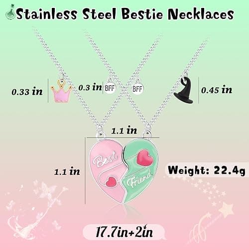 PEALICIOUS Best Friend Necklaces for Women, Bffs Necklace for 2 as Girls Wickedly Gifts Friendship Matching Necklace with Magnetic Heart, Silver Stainless Steels Necklace as Bestie Sister Witch Merch thumbnail 6