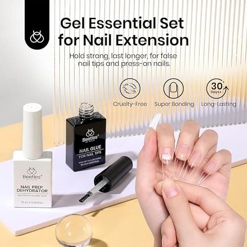 Beetles 9 In 1 Gel Nail Glue Nail Dehydrator Kit for Acrylic Nails Acid Free & Hema-Free Professional Dehydrator Prep for U V Gel Polish Long Lasting Led Lamp Required thumbnail 2