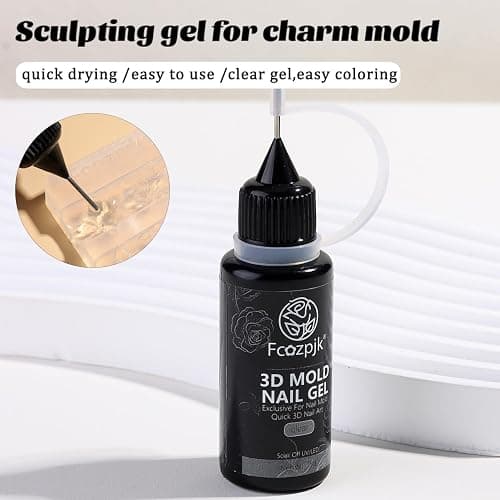 Fcozpjk 3D Sculpting Gel, 15g Clear Molding Gel for Silicone Nail Charms Molds Quick Dry Gels Glue Modeling Carving Flowers Design Nail Charms DIY Home Manicure Salon Supplies UV/LED Cure Needed thumbnail 2