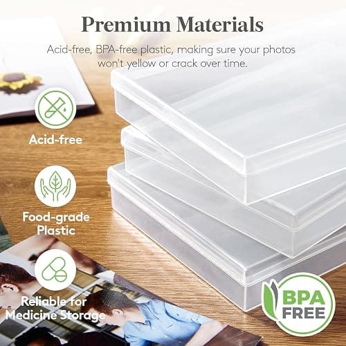 Lifewit 16 Pcs Photo Storage Box, Photo Albums 4x6 Pictures, Acid-Free Stackable Case with Labels, Trading Card Container for Sticker, Seed, Scrapbooking, Craft, Diamond Art, Classroom Supplies, Clear thumbnail 5