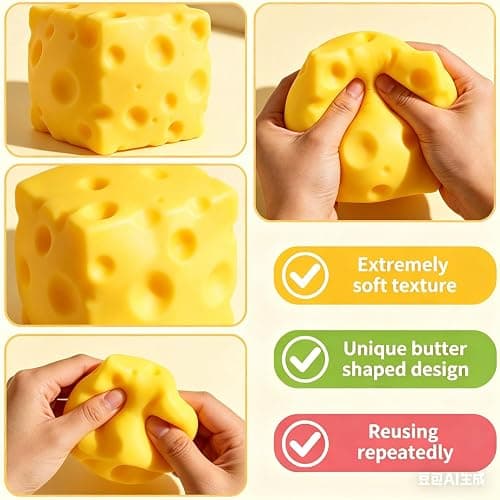 10in Giant Butter Squishy, Extra Large 14oz Big Jumbo Butters Squeeze Stress Balls, Slow Rising Fun Butter Stick for Anxiety Relief Fidget Adults (B-1pcs Cheese Squishy) thumbnail 4