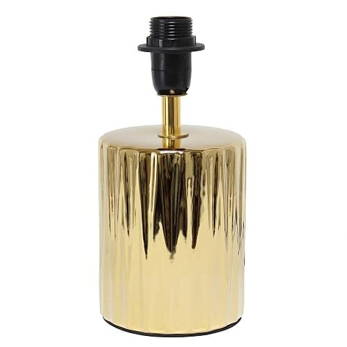 Simple Designs LT1132-GLD 11.61" Tall Contemporary Ruffled Metallic Gold Capsule Bedside Table Desk Lamp w Black Drum Fabric Shade for Home Decor, Bedroom, Living Room, Entryway, Office thumbnail 8