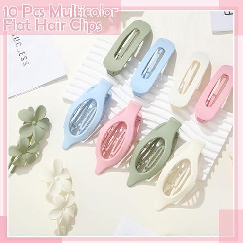 10 Pcs Flat Hair Clips for Women, 3 Styles French Flat Claw Clips Non-slip Matte Hair Clips for Thin Thick Hair, Multicolor thumbnail 6