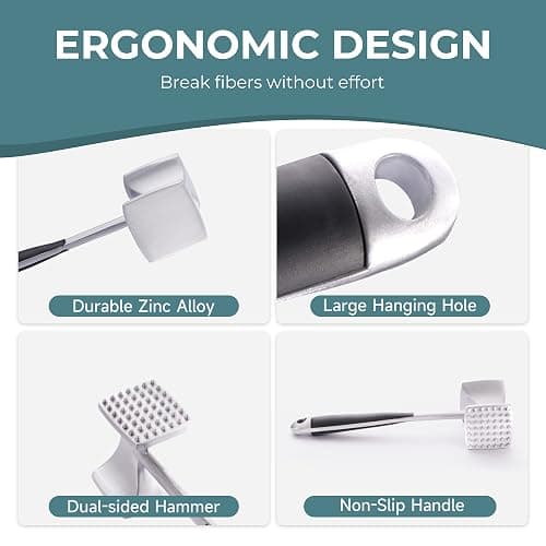 KITEXPERT Meat Tenderizer Hammer with Comfortable-Grip Handle, Dual-side Mallet for Kitchen, Heavy Duty Pounder For Tenderizing Steak, Beef and Fish thumbnail 5