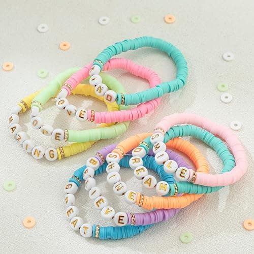 JIASHUYEYE Preppy Bracelets for Teen Girls - Stackable Boho Surfer Friendship Bracelets Set for Little Girls & Women thumbnail 4