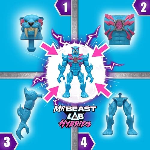 MrBeast Lab Hybrids Single Pack, Mix & Match Millions of Combinations to Create The Ultimate Beast and Reveal Individual Beast Parts to Create 1 of 10 4" Hybrid Figures, 30+ to Collect thumbnail 3