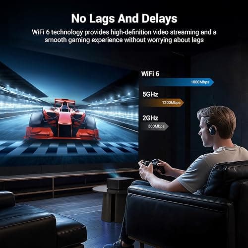 Official Licensed Netflix 1500 ANSI Smart Projector, HAPPRUN 4K Projector with Wifi and Bluetooth, DoIby Audio,Native1080P,Built-in Apps, ,Electric Focus,Movie Projector for Home Cinema,Outdoor,Indoor thumbnail 6