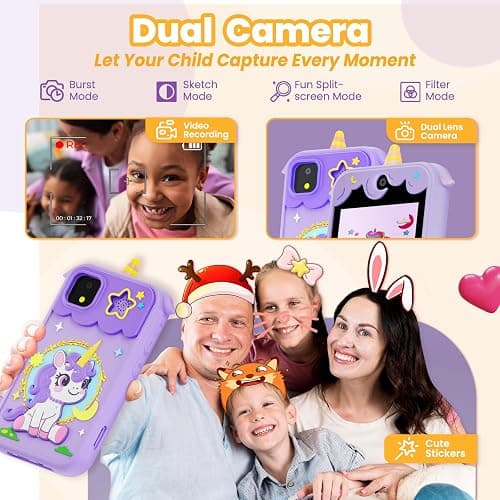 Kids Phone for Girl Toys, Christmas Birthday Gifts for Age 3-10 Year Old Girls Boys Toys, Kids Toddler Smart Phone, Detective Educational Learning Toys with 2.8" Touchscreen, Music Video Game (Purple) thumbnail 3