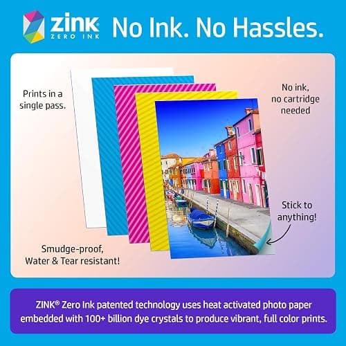 HP Sprocket 2x3 (5.1x7.5 cm) Instant Smartphone Photo Printer, Portable Color Wireless Mobile Printer, Zink Sticky-Back Photos, Print from App on Compatible iOS & Android Devices with Bluetooth, White thumbnail 5