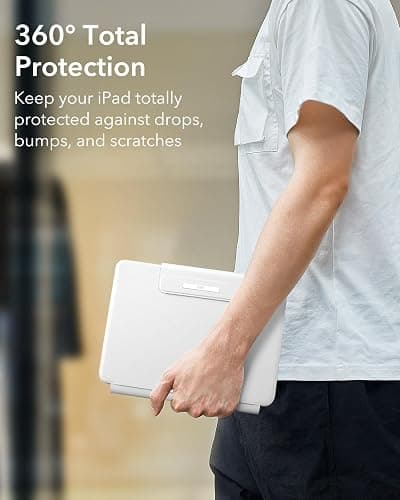 ESR for iPad Air 11/Pro 11 Inch Case with Keyboard,Quick-Set Magnetic Stand | For iPad Air 5/4th, Secure Magnetic Lock, Precision Multi-Touch Trackpad, Backlit Keys, Rebound Series, White thumbnail 6
