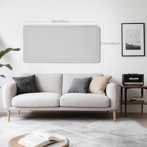Bulletin Board, 35 x 17 1/2 inches Felt Board - Decorative Pin Board, Cork Board Alternative for Wall, Foldable Picture Board Self-Adhesive Vision Board Prayer Board with 20 Pushpins - Light Gray thumbnail 6