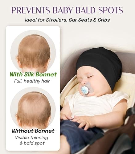 OLESILK Silk Baby Bonnet for 0-6 Months - 100% Mulberry Silk Toddler Hair Bonnet, Adjustable Night Cap for Sleeping thumbnail 7