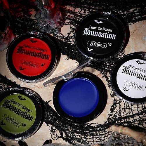 Afflano Goth Face Body Paint - Professional Clown Makeup Foundation, Cream to Powder Black Body Paint for Kids & Adults SFX Zombie Vampire Skull Skeleton Cosplay - Goth black thumbnail 5