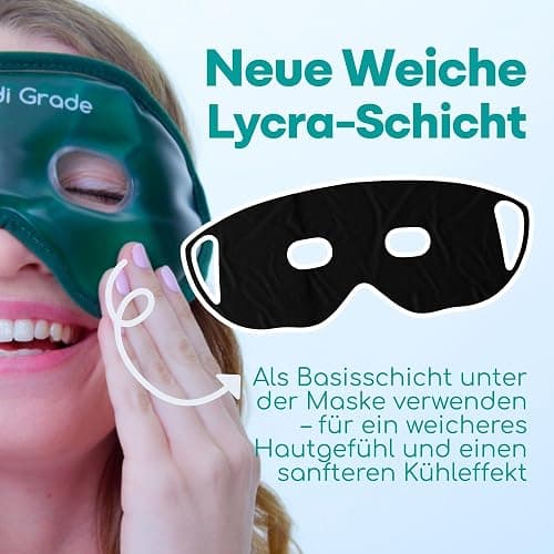 Migräne Kühlmaske Gesicht - Gel Augenmaske Kühlend Wiederverwendbar mit 2x Augen Kühlpads, 1 Lycra-Gewebe, Kühlende Aufbewahrungstasche - Entspannung zu Hause Augenkühlmaske mit Bänder thumbnail 3