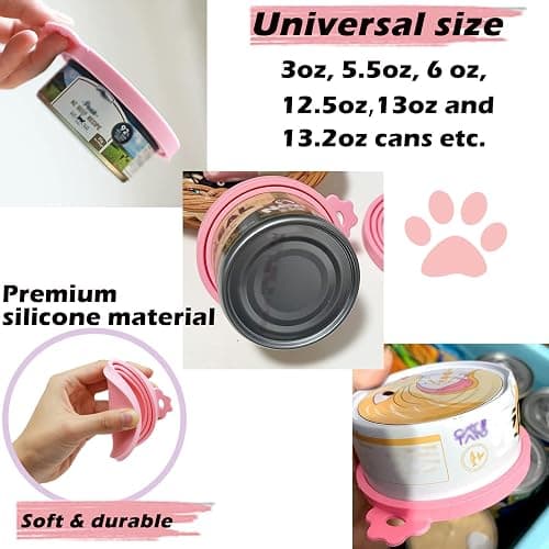 DORUI 3 Pcs Pet Food Can Lids & One Can Spoon | Cute Paw Shape Opener Spatula Cat Wet Food Spoon | Universal BPA Free Silicone Covers for Dog Cat Cans(Pink) thumbnail 4