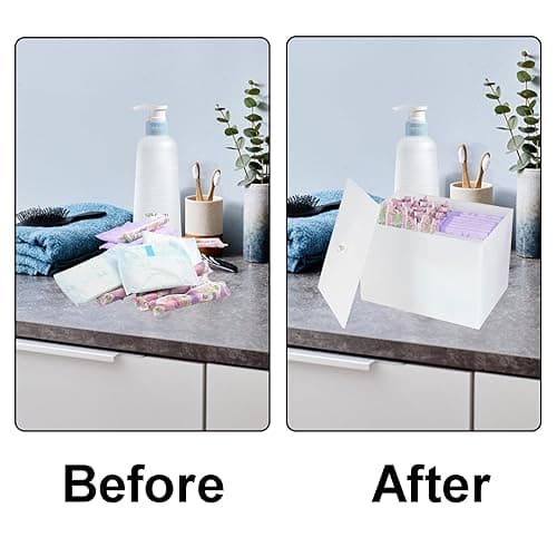 Wuudy Tampon Holder for Bathroom, Shark Week Tampon Storage, Acrylic bathroom organizer with Lid, Feminine Pads Organizer Box with Removable Divider, White - White Tampon Holder thumbnail 4