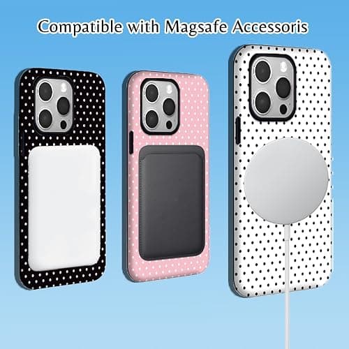 ZTOFERA Magnetic Case for iPhone 15, Polka Dot Phone Case Cute for Girl Women, Compatible with Magsafe, Hard PC+Soft TPU Protective Phone Cover for iPhone 15-White thumbnail 7