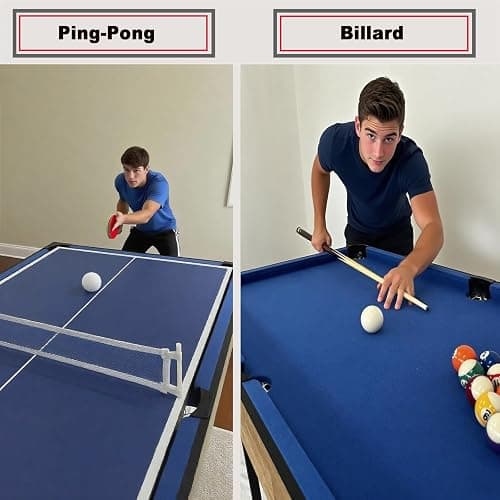 6 in 1 Multi Game Table Folding Pool Table, Billiard, Hockey, Table Tennis, Bowling, Shuffle Board and Tic Tac Toe with All Accessories thumbnail 5