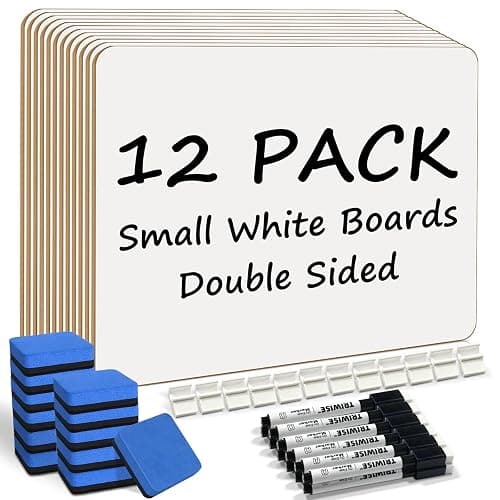12 Pack Portable White Board 9"x12", Small Whiteboard for Students, Dry Erase Whiteboards Double-Sided Lapboard, White Boards Easy to Clean, Dry Erase Board for Kids Classroom (12 Pack) - Image 1