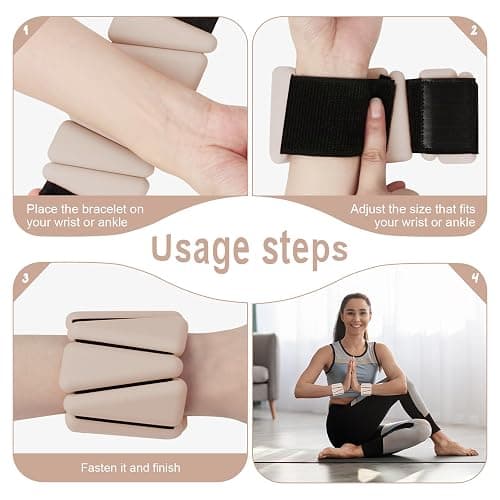 Wrist Weights for Women, Adjustable Ankle Weights Silicone Bracelet Weights Arm Leg Weights for Women Men Ankle Weights for Yoga Running Swimming Pilates Gym Set of 2 thumbnail 6