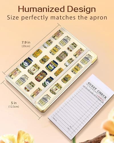 Slohif Server Book for Waitress Cute Serving Books with Zipper Pocket Accessories Leather Server Check Book Restaurant Waiter Server Booklet Organizer Ticket Book Holder Food thumbnail 2