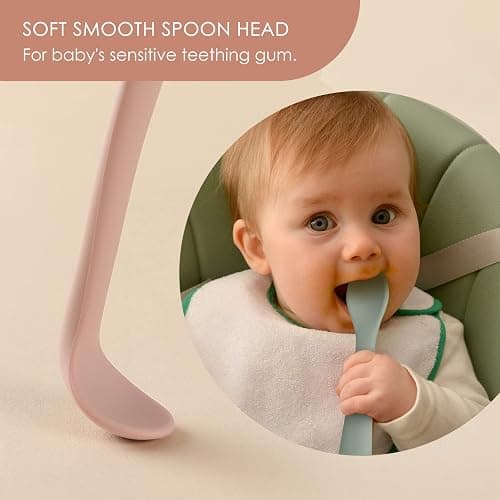 6-Piece Silicone Baby Feeding Spoons, First Stage Infant Spoons, Soft-Tip Easy on Gums I Baby Training Spoon | Infant Utensils Feeding Supplies, Dishwasher & Boil-proof thumbnail 4