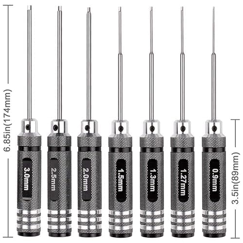 7pcs Hex Screw Driver Set RC Tools Kit 0.9mm 1.27mm 1.3mm 1.5mm 2.0mm 2.5mm 3.0mm Hexagon Screwdriver for Traxxas Arrma Axial Losi Redcat RC Quadcopter Helicopter FPV Racing Drone Models thumbnail 2