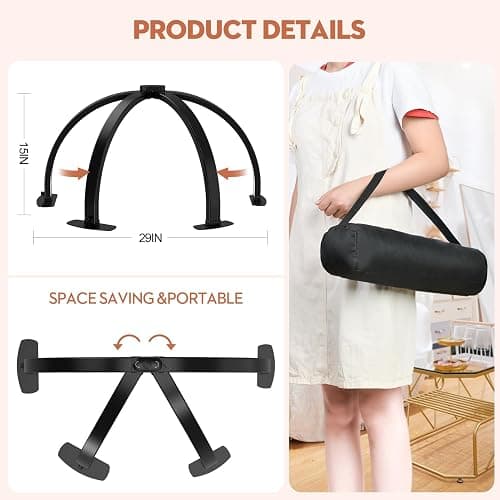 SLYFTE Premium Large Half Moon LED Light for Nail Tech, Foldable Arch Light for Nail Desk Lamp with Phone Stand Perfect for Manicure Handicraft Lighting (White, Large) thumbnail 6