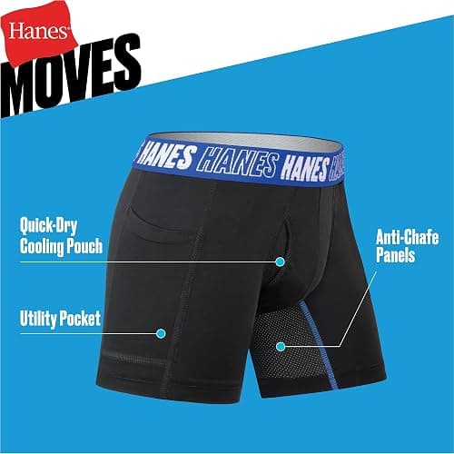 Hanes Boys' Moves Underwear, Anti-chafe Boxer Briefs for Boys, 6-pack thumbnail 4