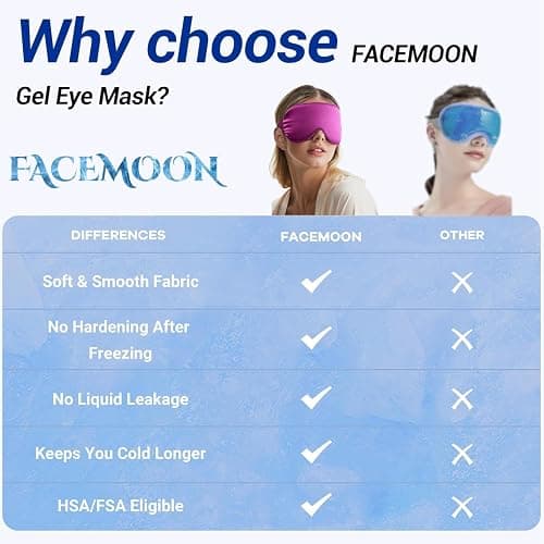 Cooling Eye Mask for Puffy Eyes: Fsa Eligible ltems Hsa, Migraines Headache Fast Relief After Surgery Care Cold Compress, Reusable Face Ice Pack Gel for Dark Circles, Gentle Weighted Sleep Mask Purple thumbnail 8