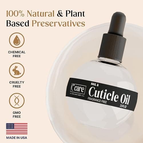 C CARE Fragrance Free Cuticle Oil For Nails - Repairs Cuticles Overnight - Moisturizes and Strengthens Nails and Cuticles - Dropper & Brush included - 2.5oz thumbnail 2