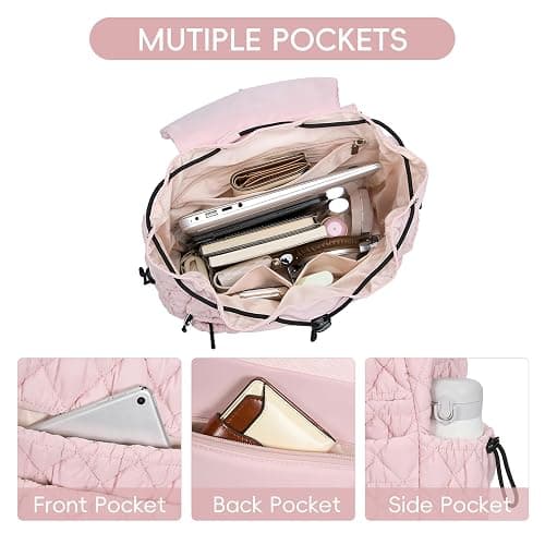 CLUCI Puffy Quilted Backpack Purse for Women, Casual Lightweight Daypack for Women Travel | Purse, Casual, Lightweight, Travel thumbnail 3