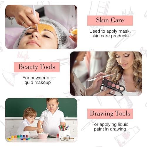 9 Pieces Facial Fan Mask Brushes, Soft Facial Applicator Brushes Tools for Peel Glycolic Makeup for Mud Cream(Pink, White) thumbnail 6