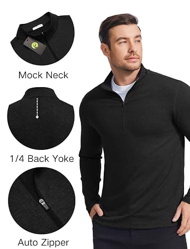 PINSPARK Men's Quarter Zip Up Pullover Mock Neck Sweatshirts Long Sleeve Golf shirts Performance Athletic Casual Workout thumbnail 4