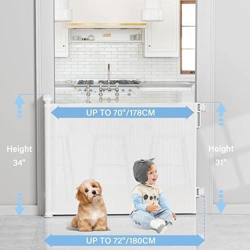 Lauren: PRObebi Retractable Baby & Dog Gate - Extends to 72" Wide, 34" Tall, for Stairs, Doorways, Hallways & Outdoor Use thumbnail 4