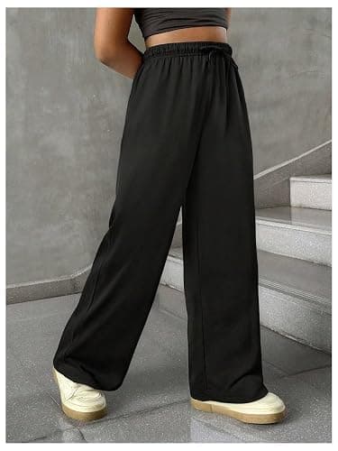 RoseSeek Girl's Sweatpants Drawstring Waist Wide Leg Pants Casual Athletic Trousers thumbnail 4