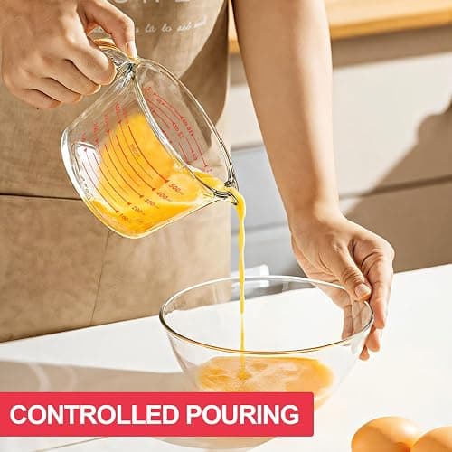 KOMUEE 4 Piece Glass Measuring Cups Set, 5 Oz, 1-Cup, 2-Cup, 4-Cup Liquid Measuring Cups with Lids for Kitchen, Freezer and Microwave Safe thumbnail 7