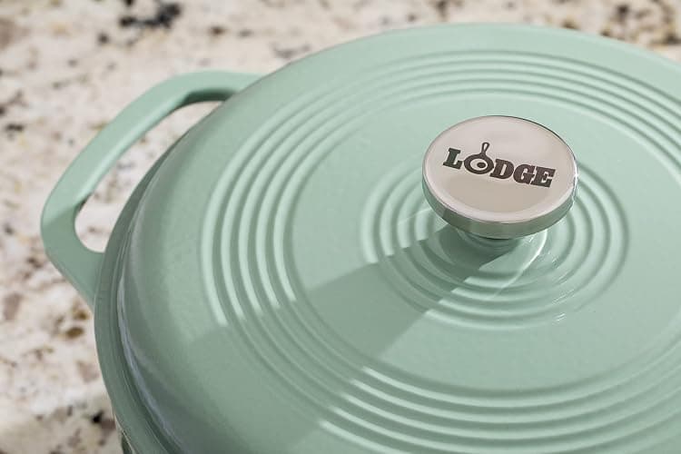 Lodge 6 Quart Enameled Cast Iron Dutch Oven with Lid – Dual Handles – Oven Safe up to 500° F or on Stovetop - Use to Marinate, Cook, Bake, Refrigerate and Serve – Desert Sage thumbnail 7