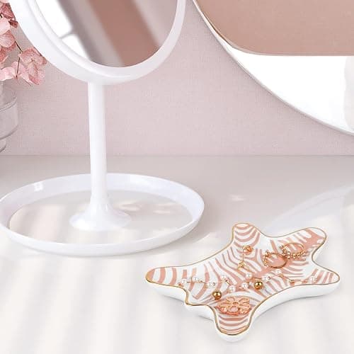Trycooling Hand Painted Tiger Skin Ceramic Jewelry Dish Small Jewelry Rack Tray Rings Bracelets Earrings Trays Holder (Pink) thumbnail 5