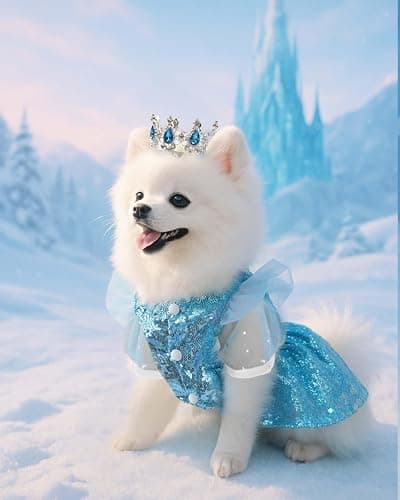 Littledropet Dog Snow Queen Costume Pet Princess Dress with Crown,S | Halloween Small Dog Princess Costume Outfits;Luxury Sequin Pet Birthday Party Dress;Summer Dog Tutu Dress Skirt Clothes thumbnail 8