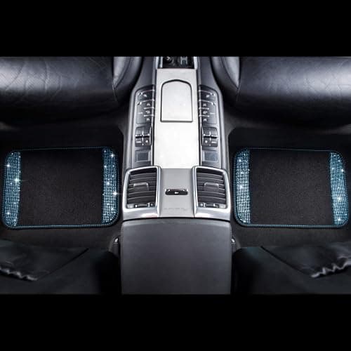 CAR PASS Bling Rhinestones Diamond Waterproof Car Floor Mat, Crystal Sparkly Shining Glitter Carpet, Anti-Slip PVC Heel Pad Universal for Interior Auto SUV,Sedan,Van,4pcs Girly Women Mint Teal Diamond thumbnail 7