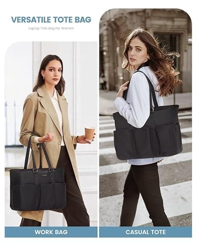 LOVEVOOK Laptop Tote Bag for Women Work, Teacher Tote Bag Nurse Bag With Large Cup Holder, Utility Professional Computer Bag For Work/Travel/College/Daily, Large Purse Handbag With Multi Pockets thumbnail 9