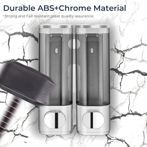Modunful Shower Dispenser - 2 Chamber No Drill Mounted Shampoo & Conditioner Dispenser for Bathroom (Silver) - Silver 2 Chamber thumbnail 5