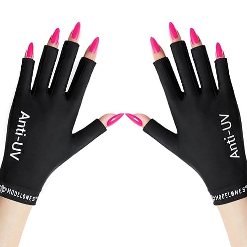 modelones UV Gloves for Gel Manicures, Professional UPF99+ Anti UV Protection Gloves for Gel Nail Lamp (Black) thumbnail 9