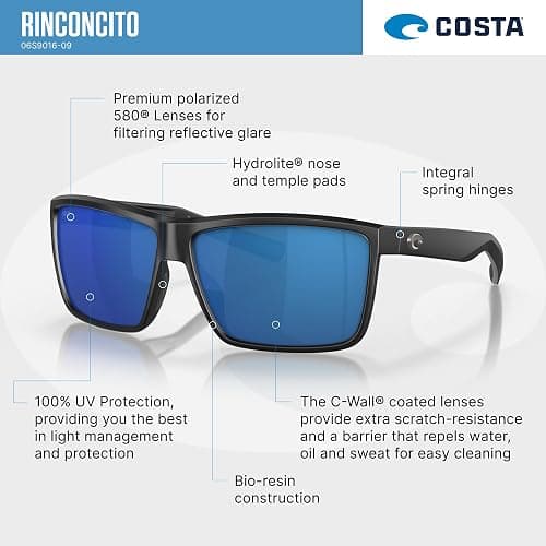Costa Del Mar Mens Rinconcito Rectangular Sunglasses thumbnail 3