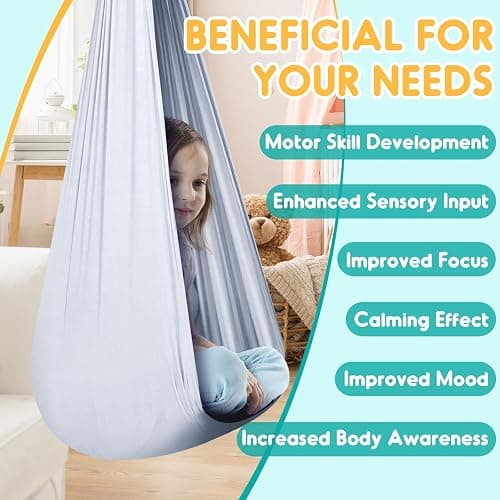 Chihee Sensory Swing Therapy Swing Hammock Indoor Outdoor for Kids, Hardware Included, Soft Breathable Nylon Cuddle Swing Joy Hammock for Child Adult with Autism, ADHD, Aspergers, Sensory Integration thumbnail 5